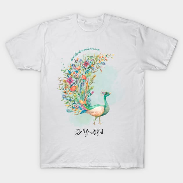 Be You Tiful Peacock Spirit T-Shirt by WillowTree Medicine